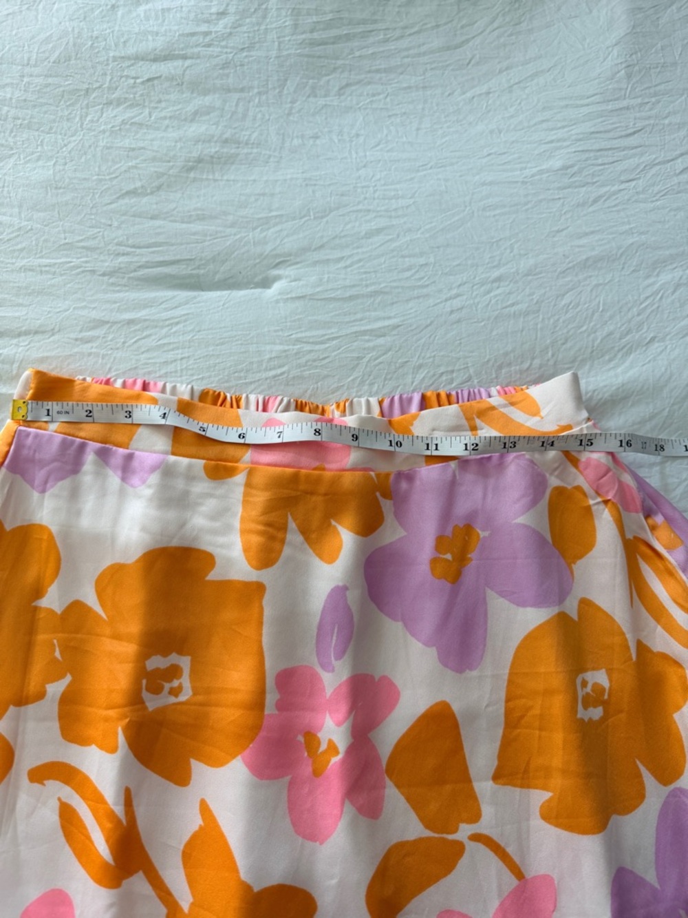 Floral Ruffle Hem Midi Skirt and Wrap Top- Pink, Orange & Lavender - Picture 4 of 8